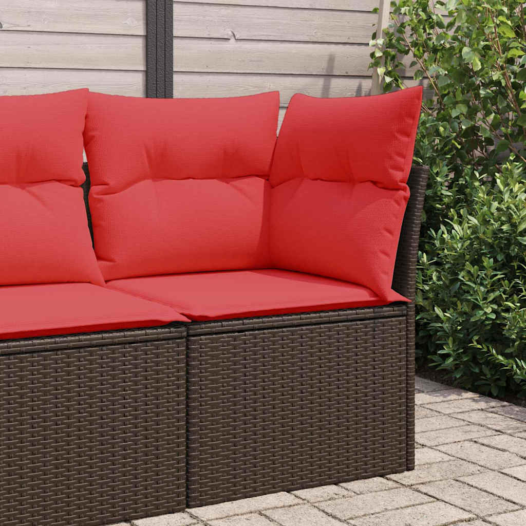 Garden Sofa Corner with Cushions Brown Poly Rattan